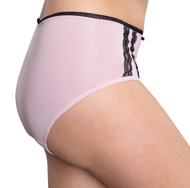 Ladies Cotton and Lace Detail Incontinence Knickers with Built in Pad